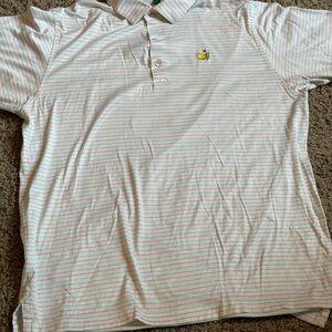 Masters by Peter Millar White w/ Colorful Stripes Polo Shirt  Logo
